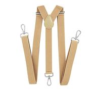 axy Herren Hosenträger mit 3 robusten Karabiner Verschluss 2,5 cm breit Y-Form stufenlos verstellbar (Beige)