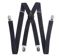 axy Hochwertige Herren Hosenträger breit 2,5 cm mit 4 Starken Clips X-Form und Damen (Dunkelgrau)