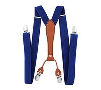 axy Hochwertige X-Form Herren Hosenträger breit 2,5 cm mit 4 Starken Clips HT25-2 (Blau)
