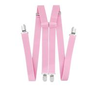 axy Hosenträger für Herren breit 2,5 cm in H-Form mit 4 Hosenträger Clips extra stark längenverstellbar (Rosa)