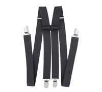 axy Hosenträger für Herren breit 2,5 cm in H-Form mit 4 Hosenträger Clips extra stark längenverstellbar (Dunkelgrau)