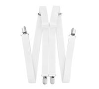 axy Hosenträger für Herren breit 2,5 cm in H-Form mit 4 Hosenträger Clips extra stark längenverstellbar (Weiss)
