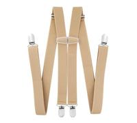 axy Hosenträger für Herren breit 2,5 cm in H-Form mit 4 Hosenträger Clips extra stark längenverstellbar (Beige)