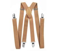 axy Hosenträger für Herren breit 2,5 cm in X-Form mit 4 Hosenträger Clips extra stark längenverstellbar 25mm (Beige)