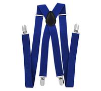 axy Hosenträger für Herren breit 2,5 cm in X-Form mit 4 Hosenträger Clips extra stark längenverstellbar 25mm (Blau)