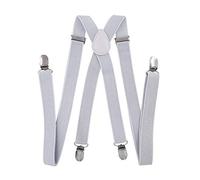 axy Herren Hosenträger breit 2,5 cm mit 4 Starken Clips X-Form und Damen (Silber (mit Glitzerfäden))