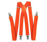 axy Hochwertige Herren Hosenträger breit 2,5 cm mit 4 Starken Clips X-Form und Damen (Orange)
