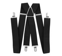axy Hosenträger für Herren breit 3,5 cm in X-Form mit 4 Hosenträger Clips extra stark längenverstellbar 35mm (Schwarz)