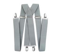 axy Hosenträger für Herren breit 3,5 cm in X-Form mit 4 Hosenträger Clips extra stark längenverstellbar 35mm (Grau)