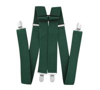 axy Hosenträger für Herren breit 3,5 cm in X-Form mit 4 Hosenträger Clips extra stark längenverstellbar (Grün)