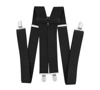 axy Hosenträger für Herren breit 3,5 cm in X-Form mit 4 Hosenträger Clips extra stark längenverstellbar (Schwarz)