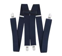 axy Hosenträger für Herren breit 3,5 cm in X-Form mit 4 Hosenträger Clips extra stark längenverstellbar (Schwarzblau)