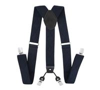 axy Hosenträger für Herren breit 3,5 cm in Y-Form mit 4 Hosenträger Clips extra stark längenverstellbar (Schwarzblau)