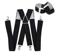 axy Hosenträger mit Ärmelhalter set für Herren 4 Stabile Clips X Form Breit 3,5 cm Hülsenhalter Ärmelband Einstellbar und Elastisch (Schwarz-weiße Punkte Set)