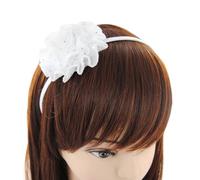axy Kinder Haarreif mit Stoffblumen zur Kommunion Hochzeit in Weiss, Blumenmädchen Haarreif mit Blumen - Wunderschön Mädchen Damen Stirnband Haarschmuck Haarreifen KIHR-B (Modell 1)