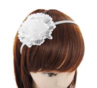 axy Kinder Haarreif mit Stoffblumen zur Kommunion Hochzeit in Weiss, Blumenmädchen Haarreif mit Blumen - Wunderschön Mädchen Damen Stirnband Haarschmuck Haarreifen KIHR-B (Modell 2)
