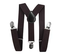 axy Kinder Jungen Hosenträger-Y Form breit 2,5 cm mit 3 Starken Clips, kombinierbar mit Fliege - Uni Farben HTK25-1 (für Jungen (7-12 Jahre alt), Dunkelbraun)