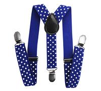 axy Kinder/Jungen Hosenträger-Y Form breit 2,5 cm mit 3 Starken Clips, kombinierbar mit Fliege - Uni Farben HTK25-1 (für Kinder (6 Monaten - 6 Jahre alt), Blau Weisse Punkte)