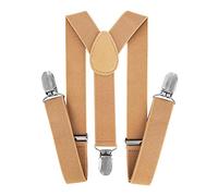 axy Kinder/Jungen Hosenträger-Y Form breit 2,5 cm mit 3 Starken Clips, kombinierbar mit Fliege - Uni Farben HTK25-1 (für Kinder (6 Monaten - 6 Jahre alt), Beige)