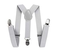 axy Kinder Jungen Hosenträger-Y Form breit 2,5 cm mit 3 Starken Clips, kombinierbar mit Fliege - Uni Farben HTK25-1 (für Jungen (7-12 Jahre alt), Lichtgrau)