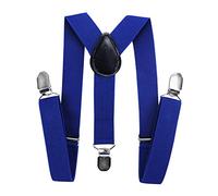 axy Kinder Jungen Hosenträger-Y Form breit 2,5 cm mit 3 Starken Clips, kombinierbar mit Fliege - Uni Farben HTK25-1 (für Jungen (7-12 Jahre alt), Blau)