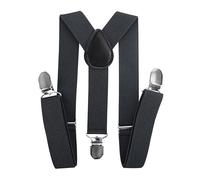 axy Kinder Jungen Hosenträger-Y Form breit 2,5 cm mit 3 Starken Clips, kombinierbar mit Fliege - Uni Farben HTK25-1 (für Jungen (7-12 Jahre alt), Dunkelgrau)