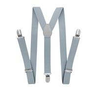 axy Kinder/Jungen Hosenträger-Y Form breit 2,5 cm mit 3 Starken Clips, kombinierbar mit Fliege - Uni Farben HTK25-1 (für Jungen (7-12 Jahre alt), Grau)