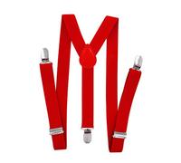 axy Kinder/Jungen Hosenträger-Y Form breit 2,5 cm mit 3 Starken Clips - Uni Farben HTK25-1 (für Jungen (7-12 Jahre alt), Rot)