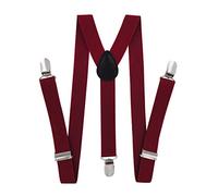 axy Kinder/Jungen Hosenträger-Y Form breit 2,5 cm mit 3 Starken Clips - Uni Farben HTK25-1 (für Jungen (7-12 Jahre alt), Weinrot)