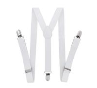 axy Kinder/Jungen Hosenträger-Y Form breit 2,5 cm mit 3 Starken Clips - Uni Farben HTK25-1 (für Jungen (7-12 Jahre alt), Weiss)