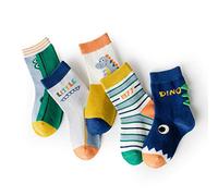 axy Kinder Socken 5 Paar Multipack Jungen Mädchen Kindersocken Kleinkinder Kids Strümpfe Dinos Auto (DE/NL/SE/PL, Numerisch, 23, 26, Regular, 5er - Dinos_S1)