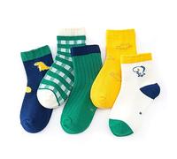 axy Kinder Socken 5 Paar Multipack Jungen Mädchen Kindersocken Kleinkinder Kids Strümpfe Dinos Auto (23-26, 5er - Dinos)