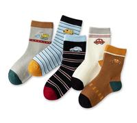 axy Kinder Socken 5 Paar Multipack Jungen Mädchen Kindersocken Kleinkinder Kids Strümpfe Dinos Auto (DE/NL/SE/PL, Numerisch, 23, 26, Regular, 5er - Fahrzeuge_S18)