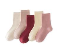 axy Kinder Socken aus Baumwolle,5 Paar Weiche Atmungsaktive Crew Socken für Jungen & Mädchen, Bequem für Schule & Freizeit Strümpfe Kindersocken (5er Pack) (DE/NL/SE/PL, Numerisch, 31, 34, 5er - Rosa)