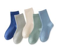 axy Kinder Socken aus Baumwolle,5 Paar Weiche Atmungsaktive Crew Socken für Jungen & Mädchen, Bequem für Schule & Freizeit Strümpfe Kindersocken (5er Pack) (DE/NL/SE/PL, Numerisch, 31, 34, 5er - Blau)