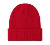 axy Kinder Winter Beanie Strickmütze aus Rippstrick mit breiter Krempe für Jungs und Mädchen von 1-6 Jahren, Kindermütze Jungen Kleinkind (Rot)