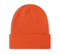 axy Kinder Winter Beanie Strickmütze aus Rippstrick mit breiter Krempe für Jungs und Mädchen von 1-6 Jahren, Kindermütze Jungen Kleinkind (Orange)
