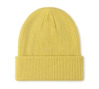 axy Kinder Winter Beanie Strickmütze aus Rippstrick mit breiter Krempe für Jungs und Mädchen von 1-6 Jahren, Kindermütze Jungen Kleinkind (Gelb)