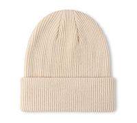 axy Kinder Winter Beanie Strickmütze aus Rippstrick mit breiter Krempe für Jungs und Mädchen von 1-6 Jahren, Kindermütze Jungen Kleinkind (Beige)