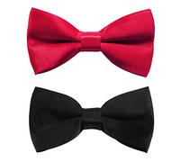 axy Kinderfliege 2er Set, Jungen Fliege, bereits gebunden, Konfirmation verstellbar KFLIS1 (Set 1 (Schwarz + Rot))