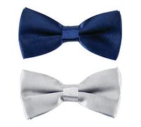 axy Kinderfliege 2er Set, Jungen Fliege, bereits gebunden, Konfirmation verstellbar KFLIS1 (Set 7 (Schwarzblau + Lichtgrau))