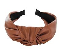 axy Leder Haarreif Lederlook Haarreifen Damen Haarband Vintage Hairband Stirnband Klassische und modische Leather HR27AL (Braun)