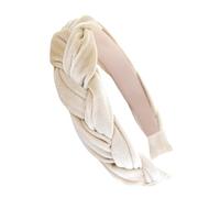 axy Trachten Haarreif geflochten fürs Dirndl Samt Flechtoptik Damen Stirnband Haarschmuck Haarreifen Hairband HRZ3 (Weiss, Breit)