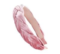 axy Trachten Haarreif geflochten fürs Dirndl Samt Flechtoptik Damen Stirnband Haarschmuck Haarreifen Hairband HRZ3 (Rosa, Breit)