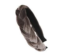 axy Trachten Haarreif geflochten fürs Dirndl Samt Flechtoptik Damen Stirnband Haarschmuck Haarreifen Hairband HRZ3 (Braun, Breit)