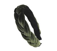 axy Trachten Haarreif geflochten fürs Dirndl Samt Flechtoptik Damen Stirnband Haarschmuck Haarreifen Hairband HRZ3 (Grün)