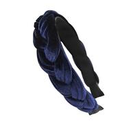 axy Trachten Haarreif geflochten fürs Dirndl Samt Flechtoptik Damen Stirnband Haarschmuck Haarreifen Hairband HRZ3 (Dunkelblau, Breit)