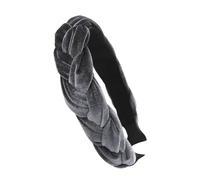 axy Trachten Haarreif geflochten fürs Dirndl Samt Flechtoptik Damen Stirnband Haarschmuck Haarreifen Hairband HRZ3 (Grau, Breit)