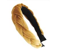 axy Trachten Haarreif geflochten fürs Dirndl Samt Flechtoptik Damen Stirnband Haarschmuck Haarreifen Hairband HRZ3 (Gelb, Breit)