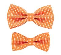 axy Vater-Sohn Fliegen Set im Partnerlook, bereits gebunden und verstellbar gepunktete Fliege Fotoshooting Familien Outfit (Orange)